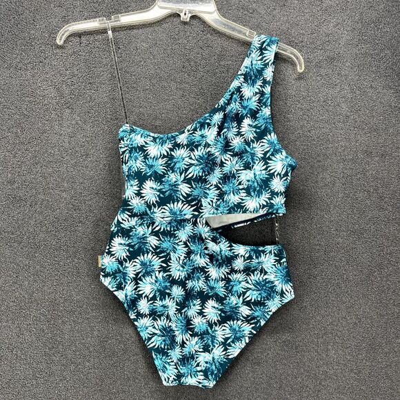 MICHAEL KORS One Piece Swimsuit 440 Turquoise Floral Print Size 10 MRSP $118 - Picture 2 of 14